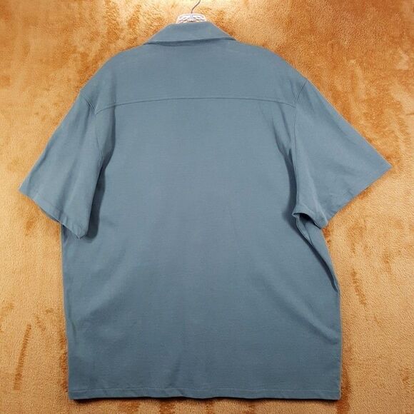 VINCE Shirt Mens XL Petrol Green Button Up Short Sleeve Suede Cotton Jersey $165 - Picture 5 of 9